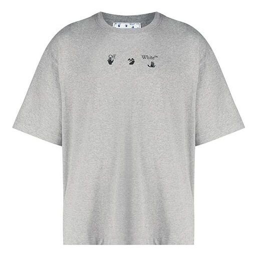 Camiseta gris de hombre Off-White FW21 con estampado del logotipo, pantalones cortos y corte holgado