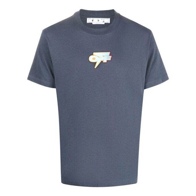 Camiseta gris de manga corta con cuello redondo y estampado de logotipo degradado de Off-White para hombre, colección primavera-verano 2022, versión estándar
