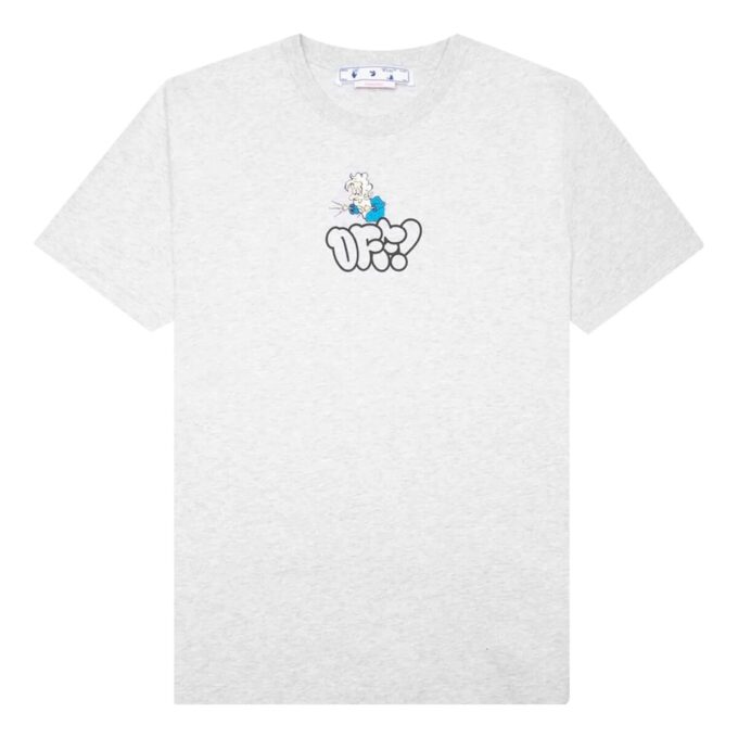 Camiseta gris de manga corta con cuello redondo y estampado del logotipo Alphabet de Off-White para hombre, colección SS22