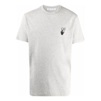 Camiseta gris de manga corta de algodón con logotipo de flecha Off-White para hombre FW21