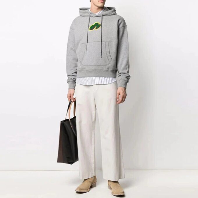 Camiseta gris de manga corta para hombre Off-White con estampado de letras y flecha en la espalda, colección FW21