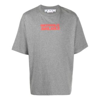Camiseta gris de manga corta y cuello redondo con eslogan impreso Off-White para hombre, colección Otoño-Invierno 2022, versión estándar