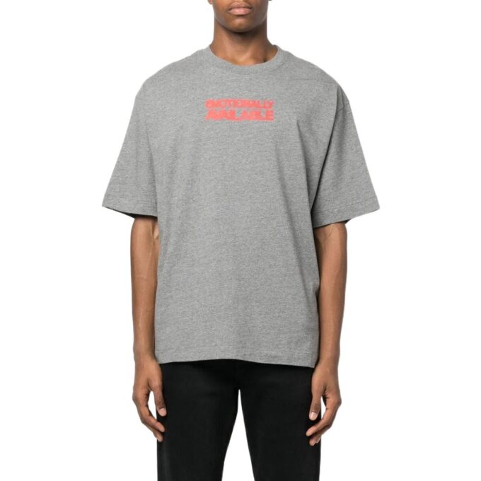 Camiseta gris de manga corta y cuello redondo con eslogan impreso Off-White para hombre, colección Otoño-Invierno 2022, versión estándar