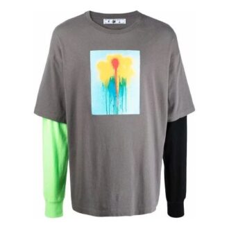 Camiseta gris de manga larga con estampado FW21