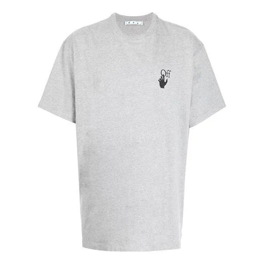 Camiseta gris de Off-White para hombre, colección FW21, con estampado del logotipo, cuello redondo, pantalones cortos y corte holgado