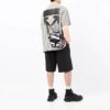 Camiseta gris de Off-White para hombre, colección FW21, con estampado del logotipo, cuello redondo, pantalones cortos y corte holgado