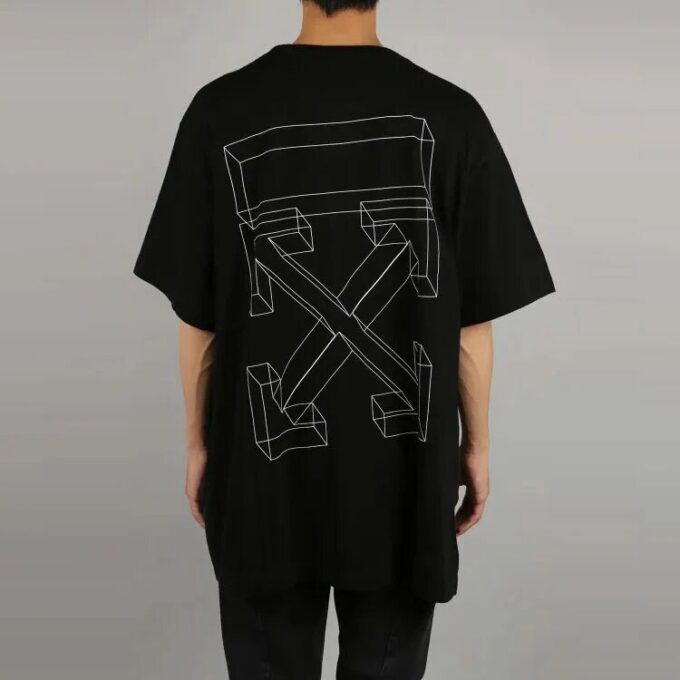 Camiseta holgada de manga corta Off-White para hombre c/o Distress con diseño de flecha en 3D en negro y gris