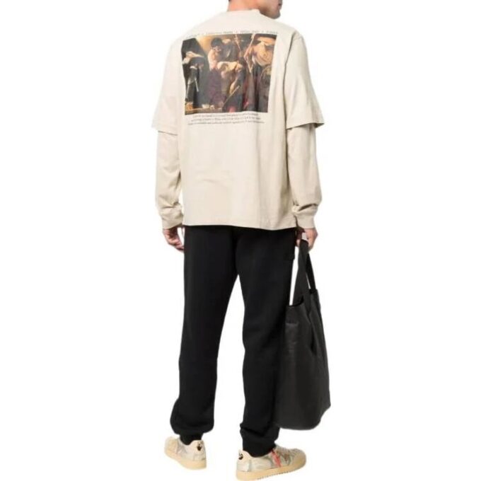 Camiseta holgada de manga larga con estampado en la espalda Off-White para hombre, colección primavera-verano 2022