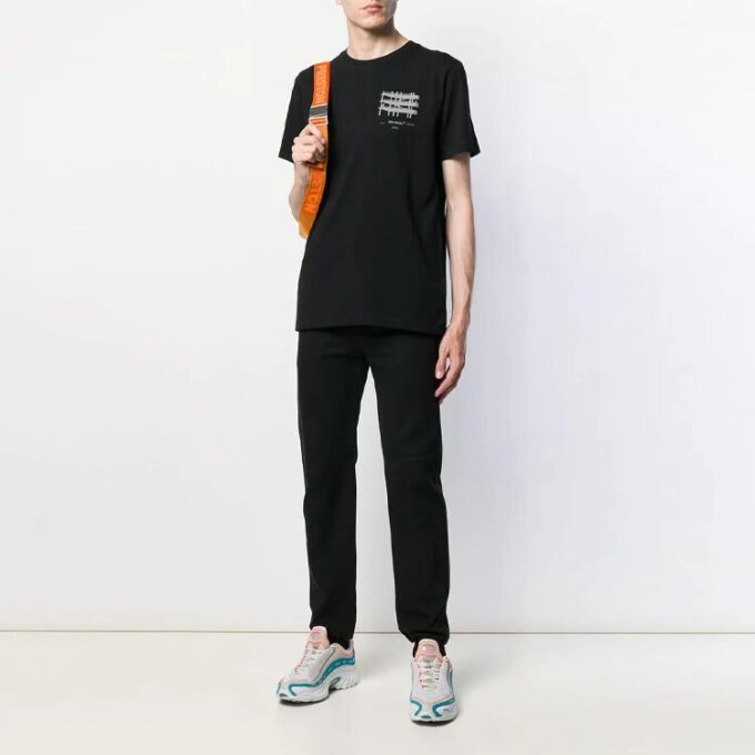 Camiseta industrial de manga corta para hombre con logo, corte normal