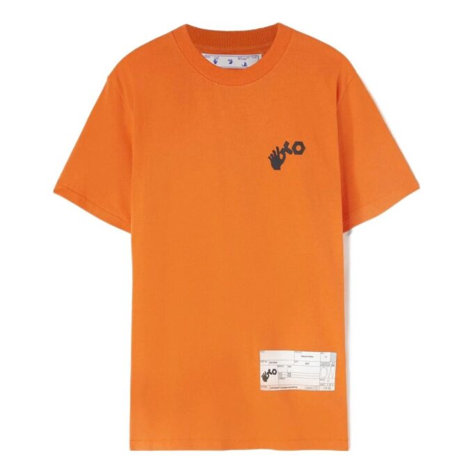 Camiseta naranja de manga corta con cuello redondo y estampado de logotipo de Off-White Men’s x Teenage Engineering Crossover SS22