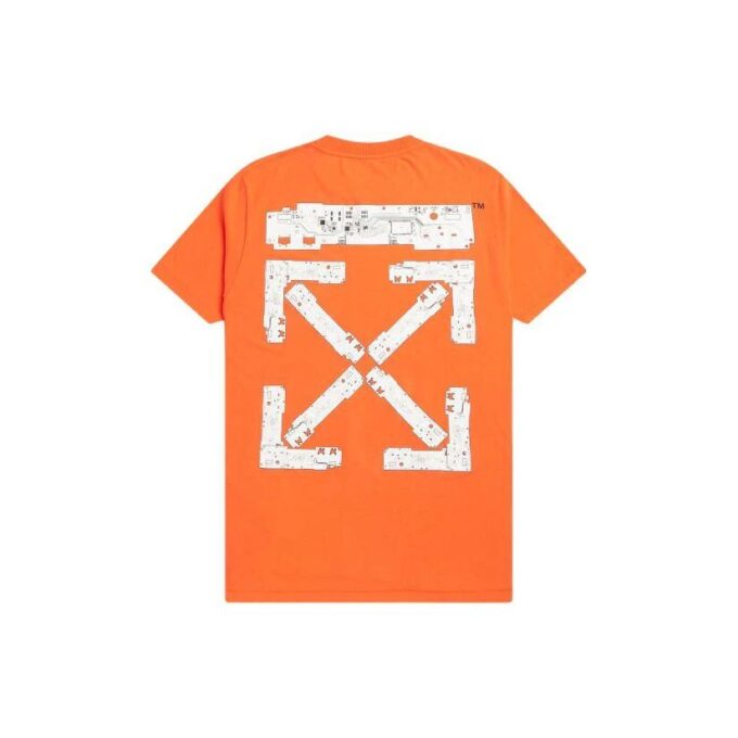 Camiseta naranja de manga corta con cuello redondo y estampado de logotipo de Off-White Men’s x Teenage Engineering Crossover SS22
