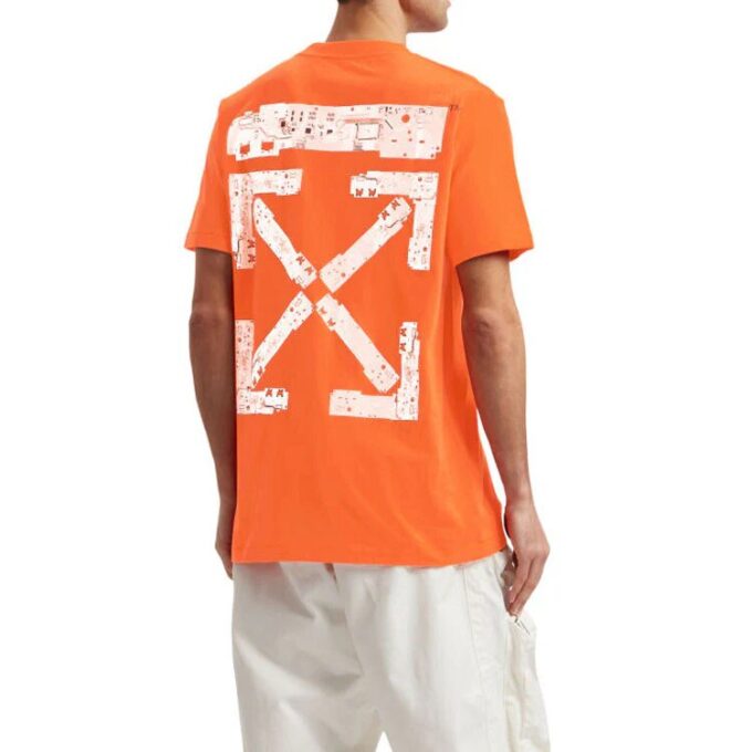 Camiseta naranja de manga corta con cuello redondo y estampado de logotipo de Off-White Men’s x Teenage Engineering Crossover SS22
