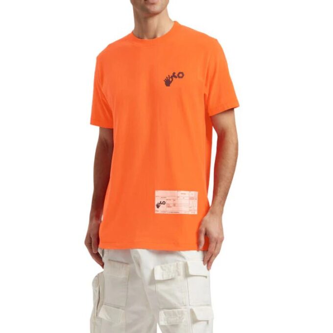 Camiseta naranja de manga corta con cuello redondo y estampado de logotipo de Off-White Men’s x Teenage Engineering Crossover SS22