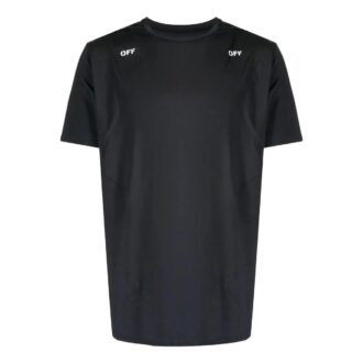 Camiseta negra de manga corta con cuello redondo y estampado de flechas para hombre de Off-White