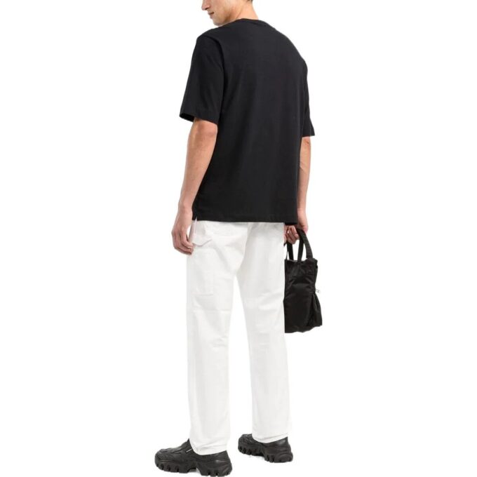 Camiseta negra de manga corta con cuello redondo y estampado de logotipo Off-White para hombre FW22