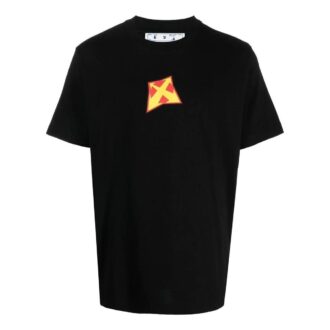 Camiseta negra de manga corta con cuello redondo y estampado de logotipo para hombre de Off-White