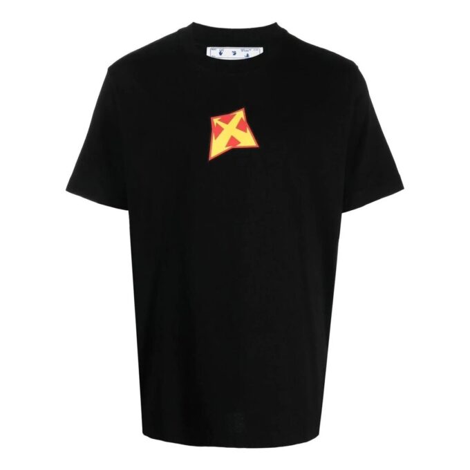 Camiseta negra de manga corta con cuello redondo y estampado de logotipo para hombre de Off-White