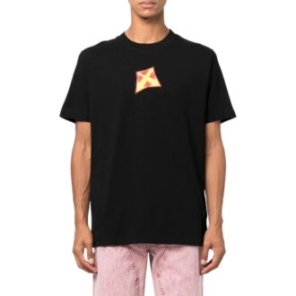 Camiseta negra de manga corta con cuello redondo y estampado de logotipo para hombre de Off-White