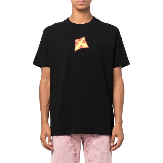 Camiseta negra de manga corta con cuello redondo y estampado de logotipo para hombre de Off-White