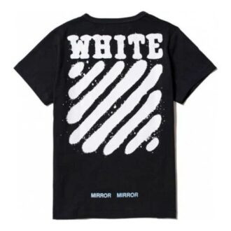 Camiseta negra de manga corta con cuello redondo y estampado de rayas de tigre Off-White Men’s C/O Virgil Abloh Splash Ink