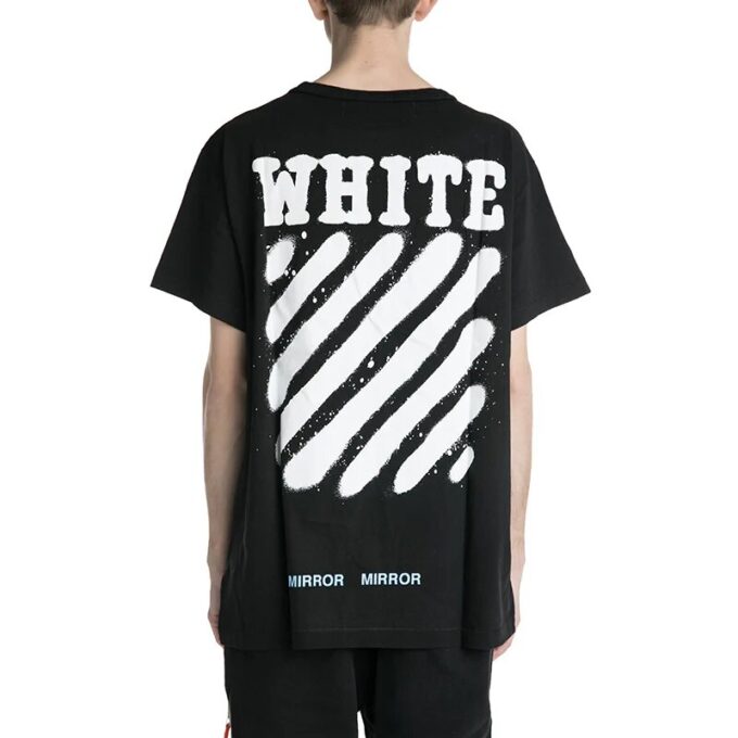 Camiseta negra de manga corta con cuello redondo y estampado de rayas de tigre Off-White Men’s C/O Virgil Abloh Splash Ink