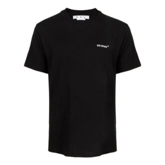 Camiseta negra de manga corta con cuello redondo y estampado del logotipo de Off-White para hombre, colección FW22