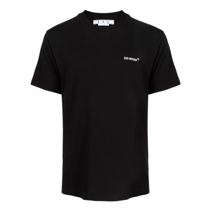 Camiseta negra de manga corta con cuello redondo y estampado del logotipo de Off-White para hombre, colección FW22