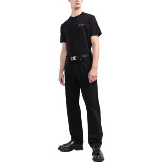 Camiseta negra de manga corta con cuello redondo y estampado del logotipo de Off-White para hombre, colección FW22