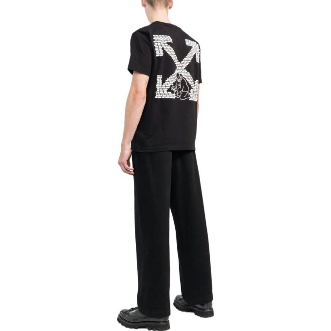 Camiseta negra de manga corta con cuello redondo y estampado del logotipo de Off-White para hombre, colección FW22
