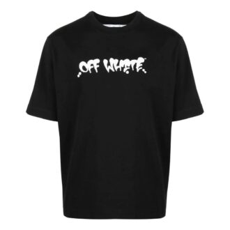 Camiseta negra de manga corta con estampado de letras del logotipo de Off-White para hombre, colección primavera-verano 2022
