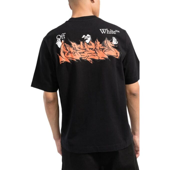 Camiseta negra de manga corta con estampado de letras del logotipo de Off-White para hombre, colección primavera-verano 2022