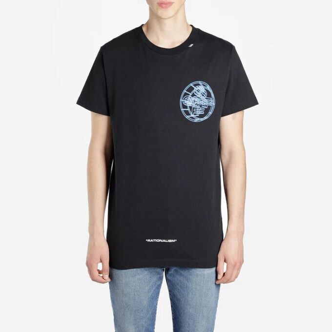Camiseta negra de manga corta con estampado de logotipo para hombre de Off-White