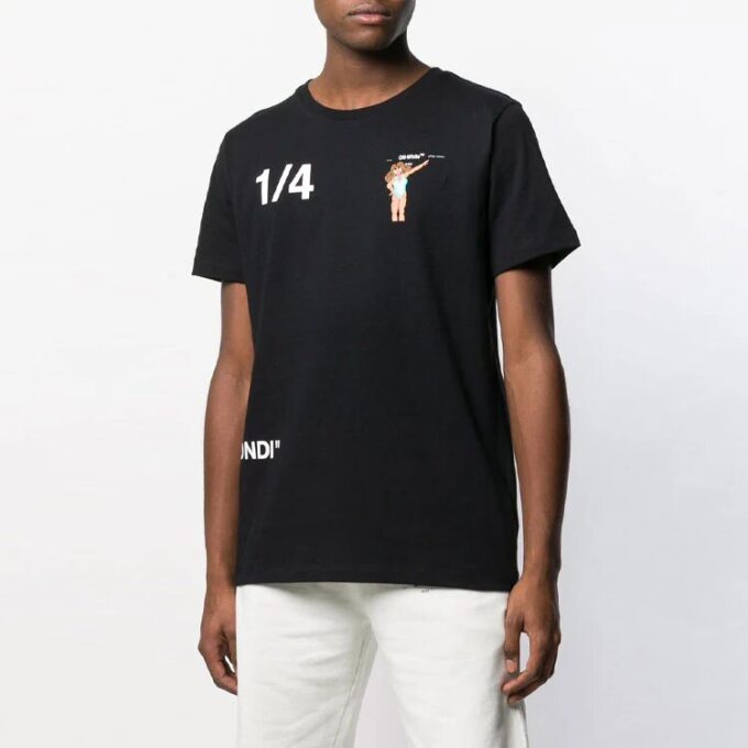 Camiseta negra de manga corta con estampado en la espalda de Off-White para hombre en Pantalones Cortos