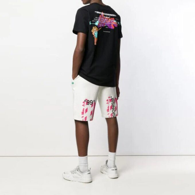 Camiseta negra de manga corta con estampado en la espalda de Off-White para hombre en Pantalones Cortos