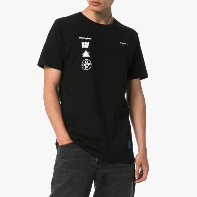 Camiseta negra de manga corta con estampado fotográfico en la espalda para hombre de Off-White