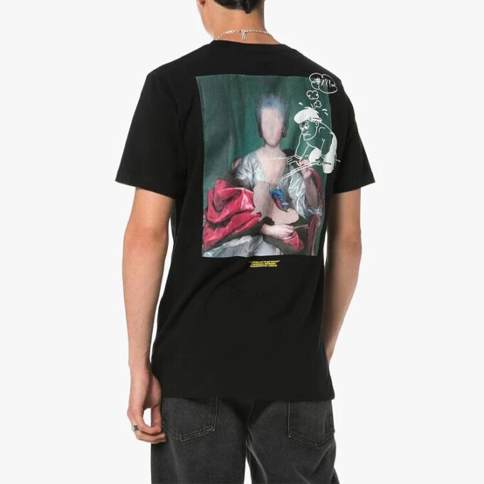 Camiseta negra de manga corta con estampado fotográfico en la espalda para hombre de Off-White