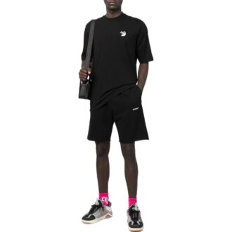 Camiseta negra de manga corta con logotipo bordado y color liso para hombre de Off-White, colección primavera-verano 2022