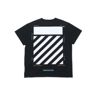 Camiseta negra de manga corta con rayas y letras básicas de Off-White para hombre, C/O VIRGIL ABLOH