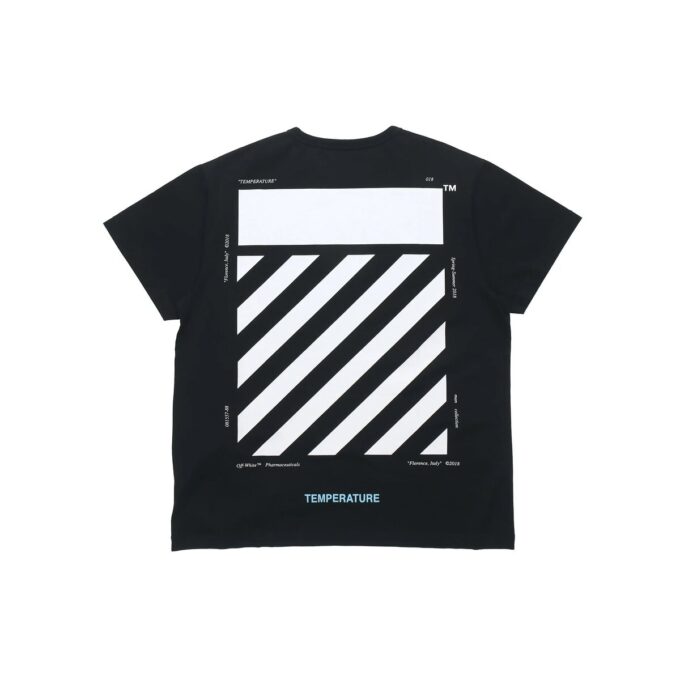 Camiseta negra de manga corta con rayas y letras básicas de Off-White para hombre, C/O VIRGIL ABLOH