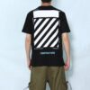 Camiseta negra de manga corta con rayas y letras básicas de Off-White para hombre, C/O VIRGIL ABLOH