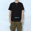 Camiseta negra de manga corta con rayas y letras básicas de Off-White para hombre, C/O VIRGIL ABLOH