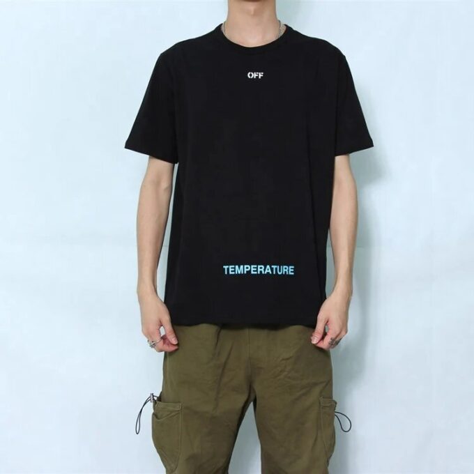 Camiseta negra de manga corta con rayas y letras básicas de Off-White para hombre, C/O VIRGIL ABLOH