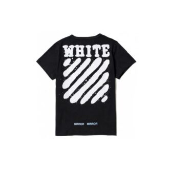 Camiseta negra de manga corta Off-White para hombre C/O Virgil Abloh con rayas de tigre y salpicaduras de tinta
