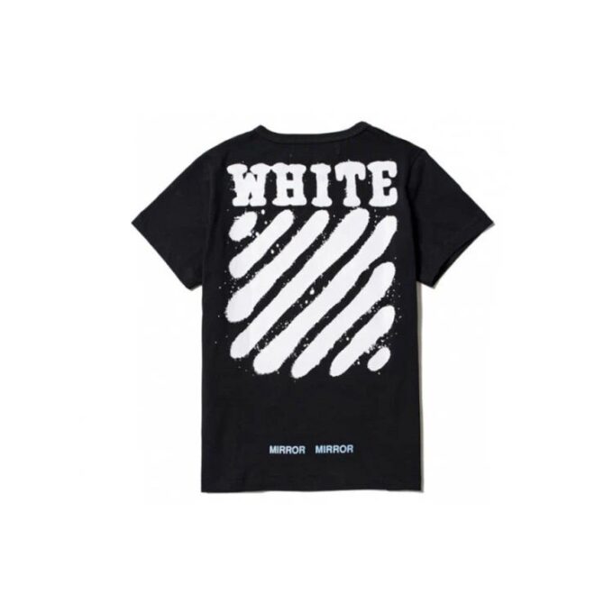 Camiseta negra de manga corta Off-White para hombre C/O Virgil Abloh con rayas de tigre y salpicaduras de tinta