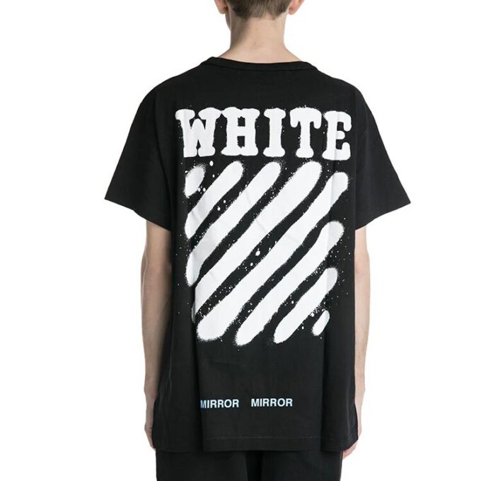 Camiseta negra de manga corta Off-White para hombre C/O Virgil Abloh con rayas de tigre y salpicaduras de tinta