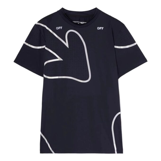 Camiseta negra de manga corta y corte ajustado con estampado de flechas y logotipo de Off-White para hombre, colección Otoño-Invierno 2022