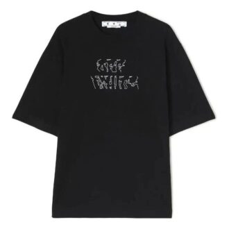 Camiseta negra de manga corta y corte holgado con cuello redondo y estampado de flechas de Off-White para hombre, colección primavera-verano 2022