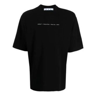 Camiseta negra de manga corta y corte holgado con estampado de flechas y letras para hombre Off-White FW21