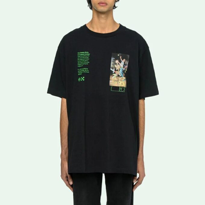 Camiseta negra de manga corta y corte holgado Off-White para hombre C/O VIRGIL ABLOH con diseño de esqueleto