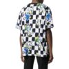 Camiseta negra de manga corta y cuello redondo con estampado de flores a cuadros Off-White para hombre, temporada primavera-verano 2022, corte holgado